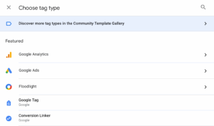 Choose A Tag Type GTM