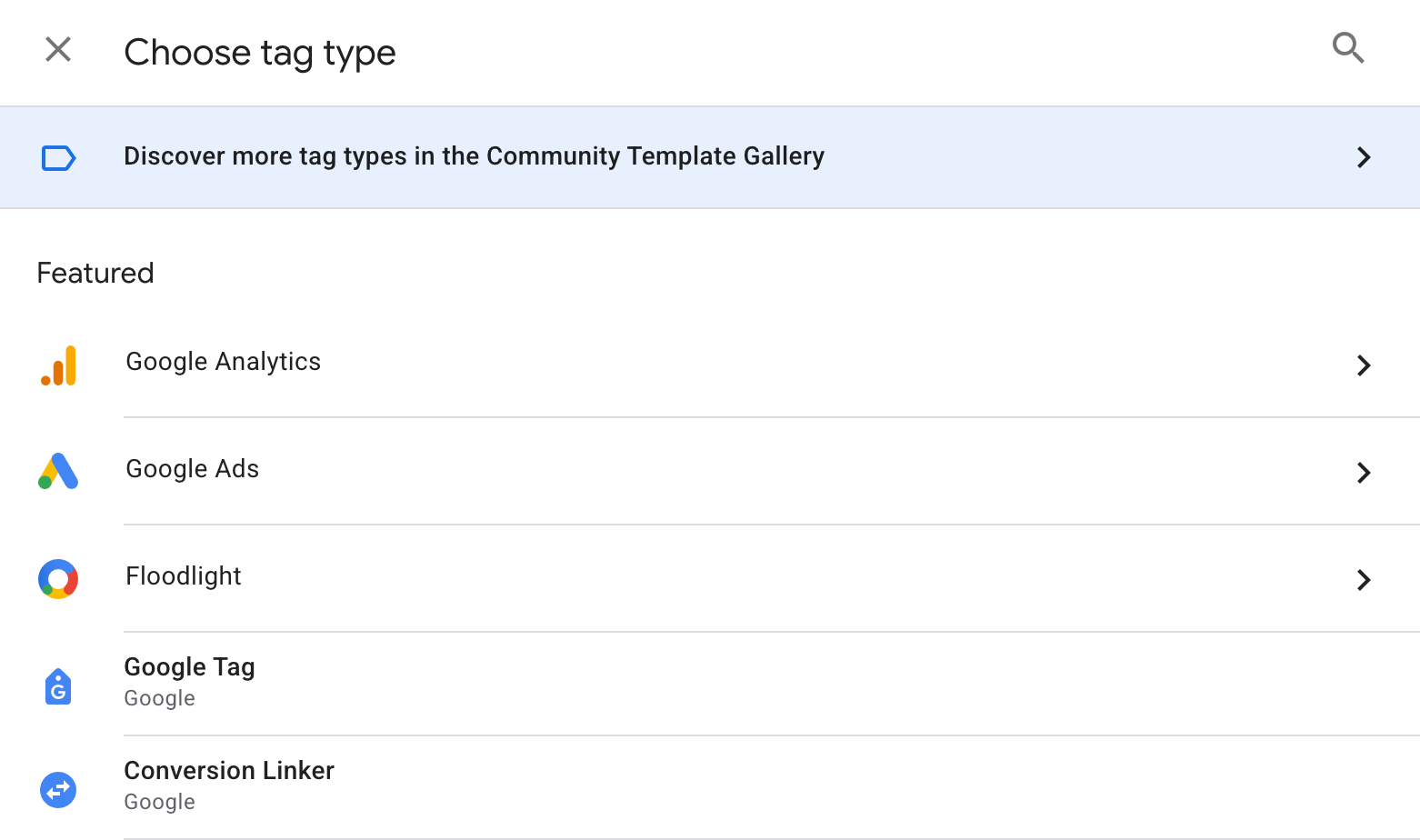 Choose A Tag Type GTM