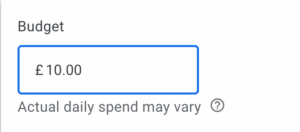 Google Ads Budget Screenshot