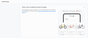 Google Merchant Center Free Product Listings