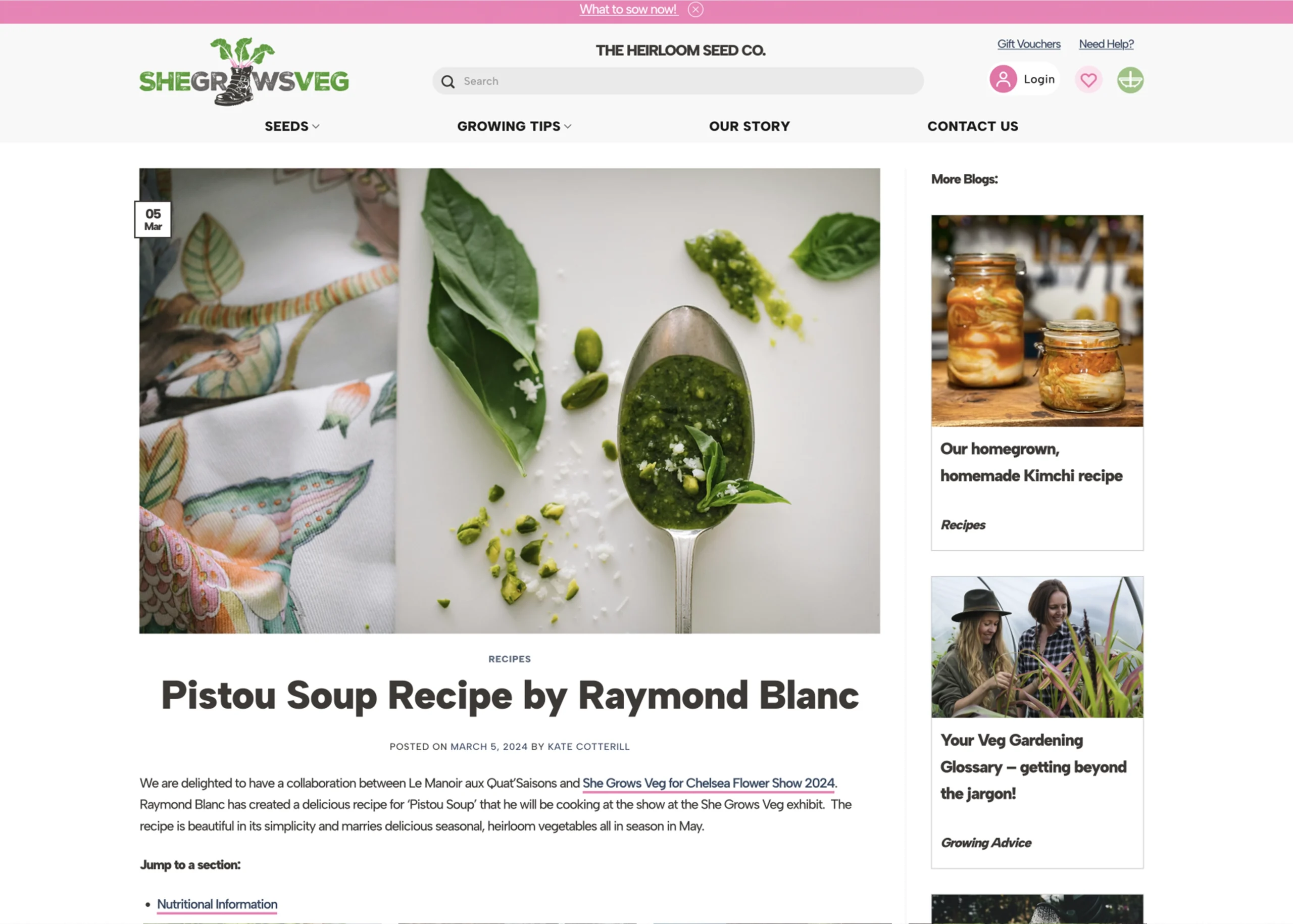 She Grows Veg Recipe featuring Raymond Blanc