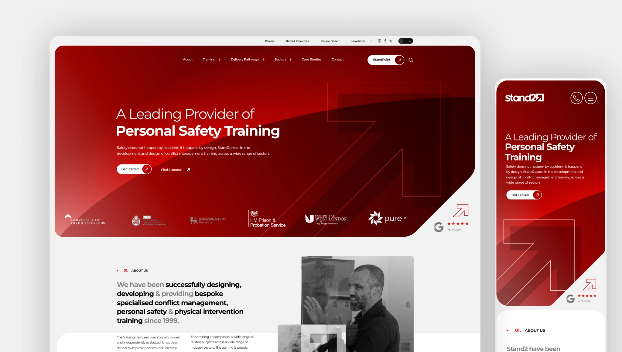 Stand2’s website across desktop and mobile